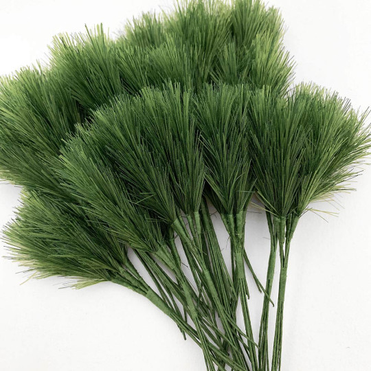 Bundle of 6 Green Fabric Pine Sprigs  ~ Austria ~ 2" Long